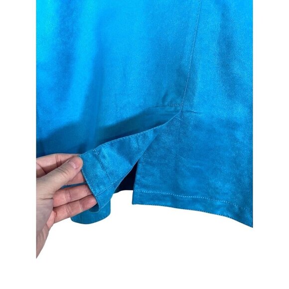 Chicos Suede Shirt Blue XL Coastal Preppy Classic Boho Western Retro Staple 80s - Picture 10 of 16